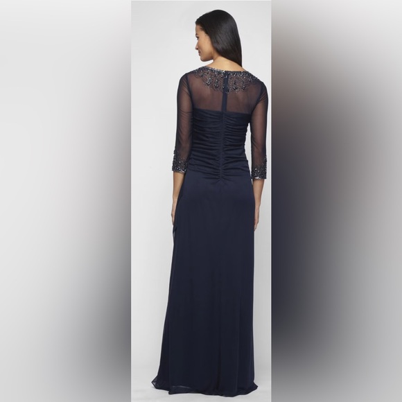 Alex Evenings Navy Long Sleeve Dress - Picture 2 of 12